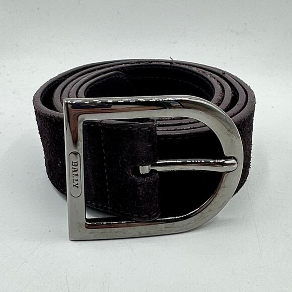 BALLY Suede D-Ring Belt Dark Plum Mauve Sz 105/42 $420 - Picture 2 of 6